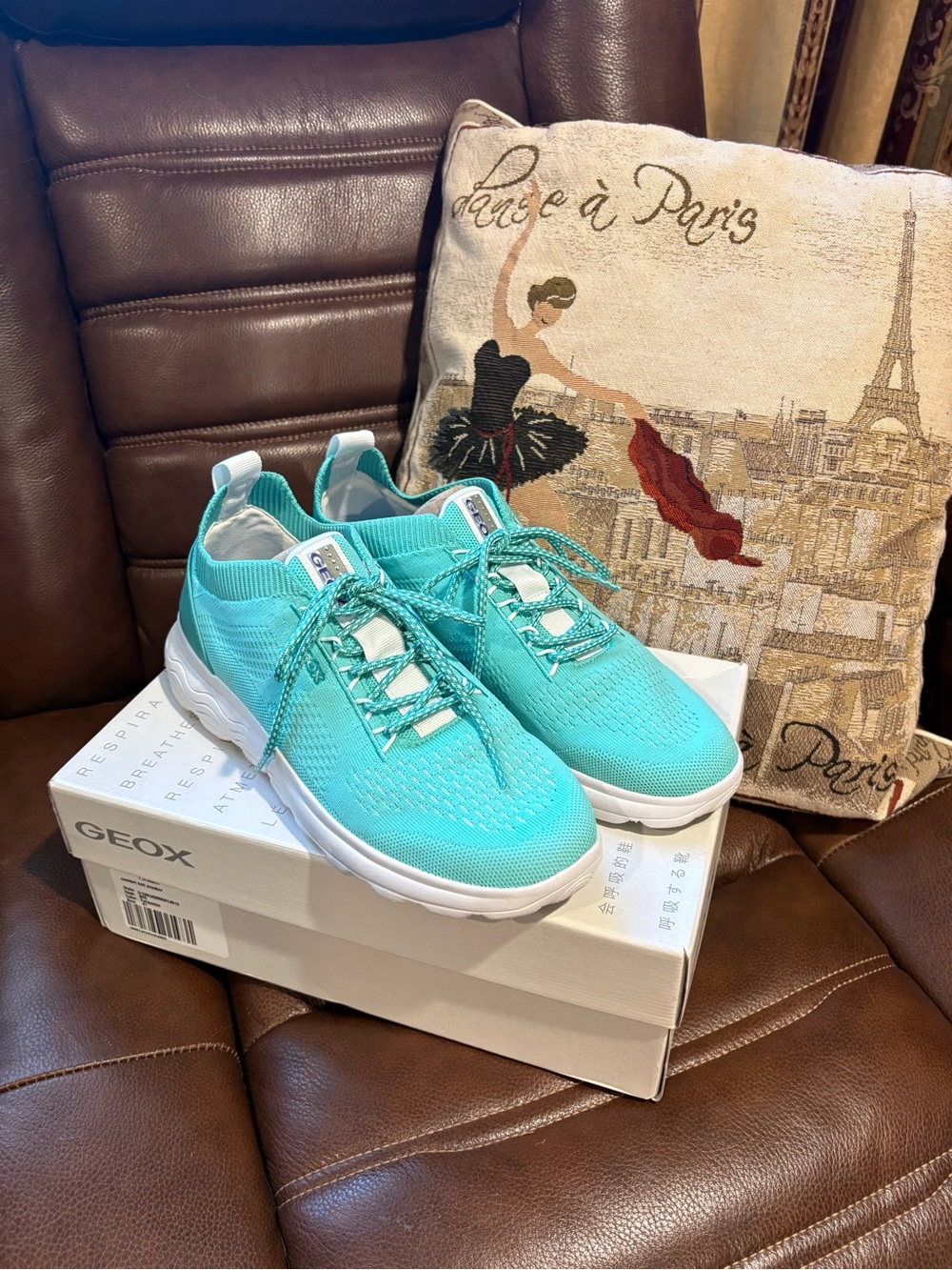Geox Teal Slip-On Athletic Sneakers